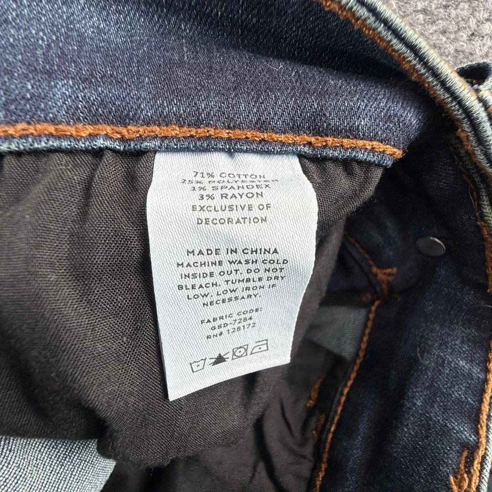 Ring of Fire Sustainable Denim Slim Moto Jeans Dark Wash Ribbed Thigh Size 12